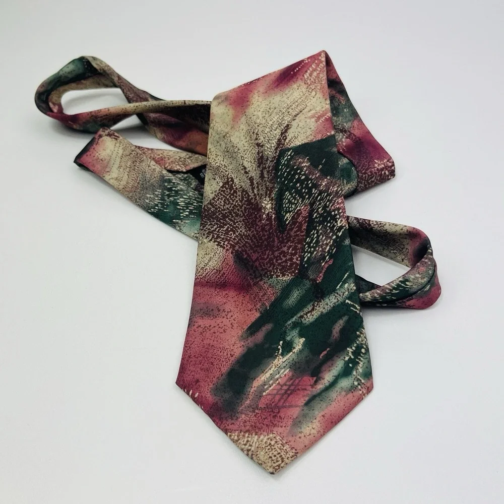 Vintage Principe‎ Tie Waterfloral Watercolor Floral Abstract Polyester 3.5